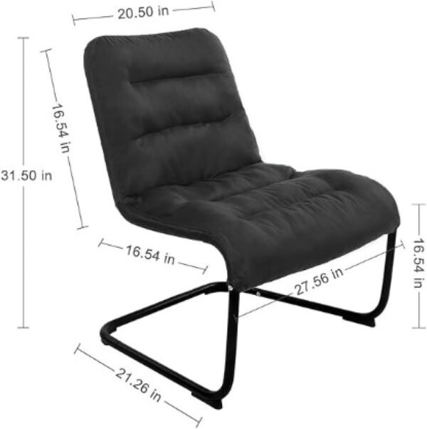Upholstered Durable Metal Modern Chair with Soft Cushion, Blue - Ideal for Teens, Reading, Home, Living Room, Apartment, College, Bedroom, Dorm, or Accent Chair - Image 3