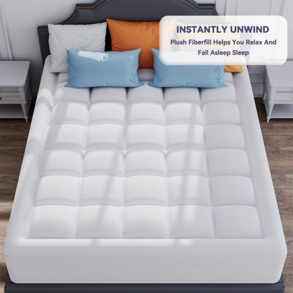 ELEMUSE Dual Layer 3 Inch Memory Foam Mattress Topper Queen Size, 2 Inch Cooling Gel Memory Foam Plus 1 Inch Down Alternative Pillowtop Mattress Pad, Viscose Made from Bamboo Cover, Comfort Support - Image 5