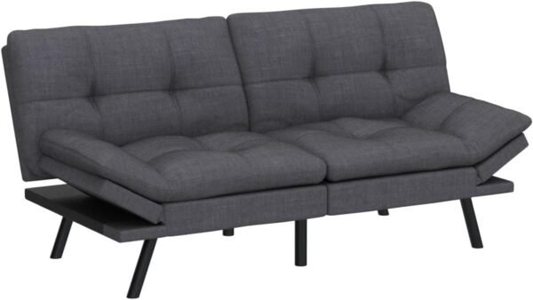 Sofa, Memory Foam Modern Convertible Bed,Folding Futon Sleeper Couch with Compact Living Space,Apartment,Dorm,Bonus Room, 71" D x 33" W x 31.5" H, Grey - Image 5