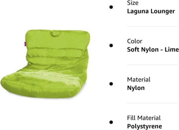Posh Creations Structured Comfy Seat for Bedrooms and Dorm Rooms, Large Bean Bag Chair, Laguna Lounger, Lime - Image 7