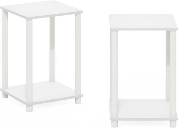 Furinno Turn-N-Tube Haydn End Side Night Stand/Bedside Table, 2-Pack, 2-Tiers, White/White - Image 7
