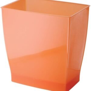 iDesign 64780 Spa Rectangular Trash, Waste Basket Garbage Can for Bathroom, Bedroom, Home Office, Dorm, College, 2.5 Gallon, Tango