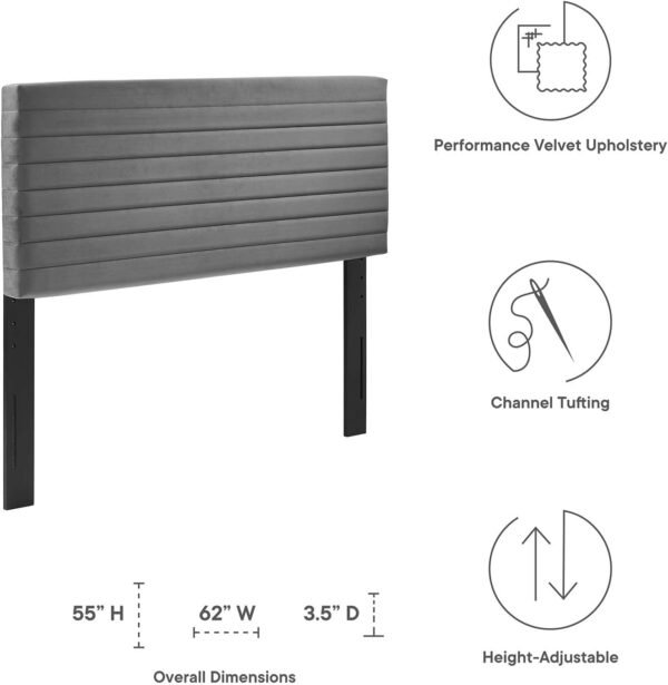 Modway Tranquil Upholstered Wood & Fabric Twin Headboard in Gray - Image 7