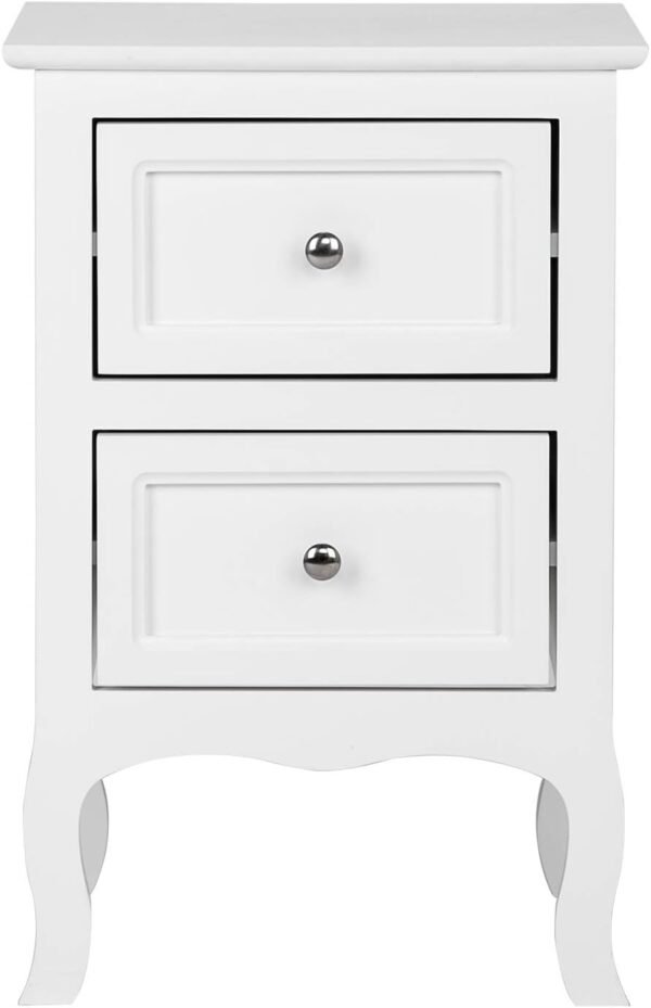 Bonnlo White Nightstand Set of 2, Nightstands with 2 Drawers, Bed Side Table/Night Stand, Small Nightstand for Bedroom, Small Spaces, College Dorm, Kids’ Room, Living Room, Wood, 16W x 12D x 24H - Image 9