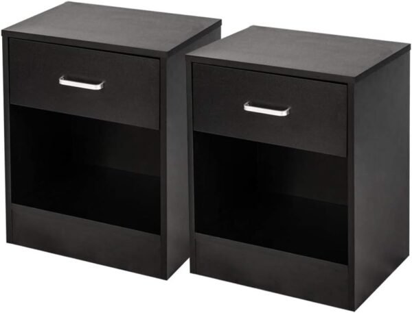 Nightstand Set of 2, End Table with 1 Drawers, Bed Side Table/Night Stand for Bedroom, Small Spaces, College Dorm, Kids’ Room, Living Room, Wood, 16W x 12D x 20H - Image 7
