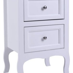 Nightstand with 2 Drawers, Country Style Night Stands for Bedrooms, Bed Side Table Cabinet/Night Stand for Small Spaces, College Dorm, Kids’ Room, Living Room (White, 1-Pack)