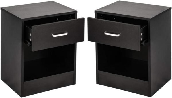 Nightstand Set of 2, End Table with 1 Drawers, Bed Side Table/Night Stand for Bedroom, Small Spaces, College Dorm, Kids’ Room, Living Room, Wood, 16W x 12D x 20H - Image 6