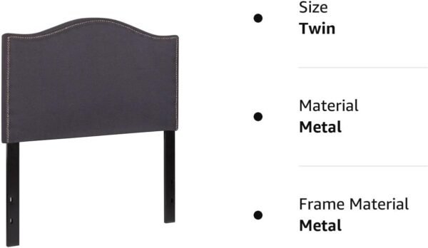Flash Furniture Lexington Upholstered Twin Size Headboard with Accent Nail Trim in Dark Gray Fabric - Image 5