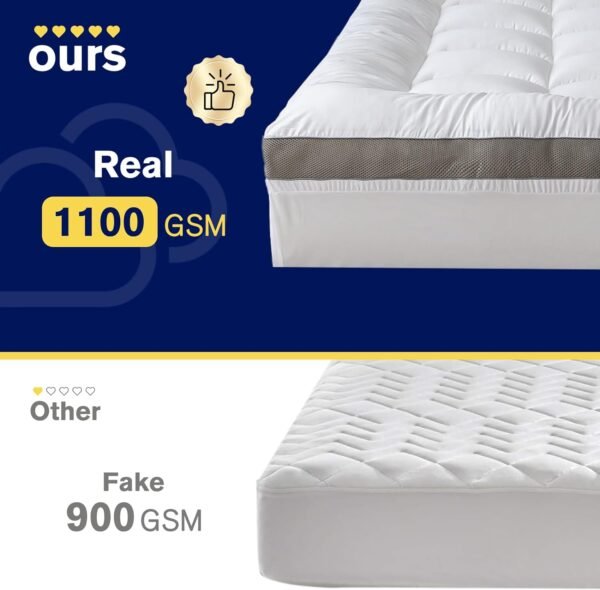 Ultimate Comfort and Cooling: 100% Cotton 2" Thick Twin XL Mattress Topper - Luxurious Softness, Good for Back Pain, Revolutionary Cooling Technology, No-Slip Design, Ideal for Deep Sleep Mattress Pad - Image 4