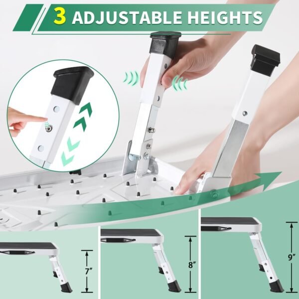 Adjustable Folding One Step Stools for Adults, Heavy Duty Metal Step Stool for Kids/Seniors, Foldable Camper/RV Step Stool, Portable Small Stepping Stool for College Dorm Bed/Kitchen/Car by OOSOFITT - Image 3