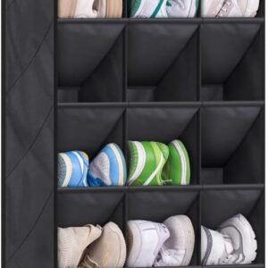 AOODA 24 Pairs Over the Door Shoe Organizer for Closet, Deep Pockets Large Hanging Shoe Rack for Door, 8-Tier Shoe Holder Hanger Shoe Storage Organizer, Black