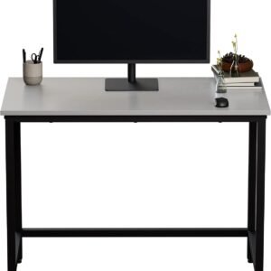 Edenbrook Industrial Wood Top -Perfect for Office, Home School, and Organization -Dorm Room Essentials Metal Desk, White