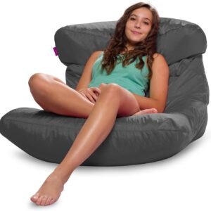 Posh Creations Laguna Lounger Teens, Kids and Adults for Bedrooms and Dorm Rooms, Large Bean Bag Chair, Soft Nylon-Charcoal Gray