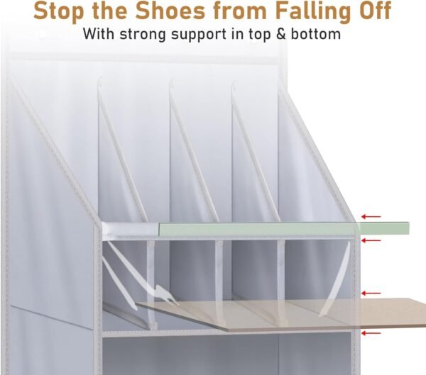 MISSLO 20 Pairs Over The Door Shoe Organizer for Closet Narrow Hanging Shoe Rack for Door Hanger Deep Pocket Door Shoe Holder Storage for Boots, Size 13 Sneakers, Grey - Image 4