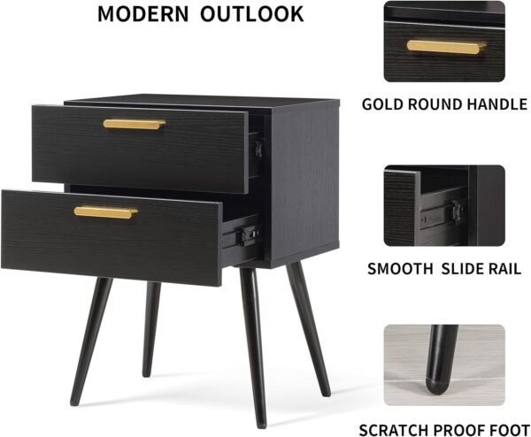 Modern Nightstand, Modern 2-Drawer Side Table, Stylish and Exquisite End Table/Bedside Table for Bedroom, Living Room, Office and College Dorm - Image 8