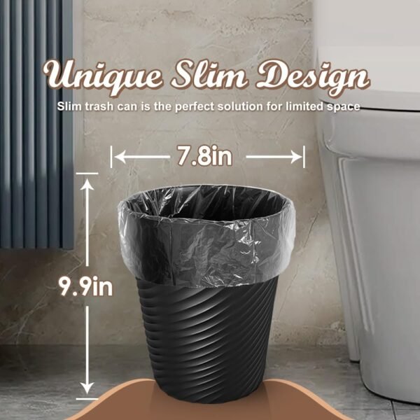 Teivio 3 Pack Small Trash Can for Bathroom,with Trash Bags,Wastebasket,Garbage Can for Bedroom Kitchen Office,Trash Bin for Powder Room,Kids Rooms,College Dorms (1.8 Gallon,Black) - Image 2