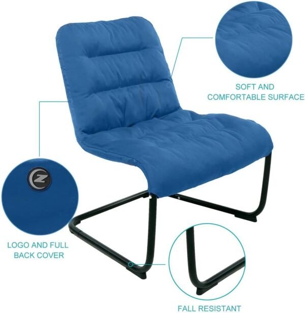 Upholstered Durable Metal Modern Chair with Soft Cushion, Blue - Ideal for Teens, Reading, Home, Living Room, Apartment, College, Bedroom, Dorm, or Accent Chair - Image 5