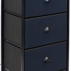 Sorbus Nightstand with 5 Drawers, Bedside Furniture & Night Stand End Table Dresser for Home, Bedroom Accessories, Office, Dorm, Steel Frame, Wood Top, Easy Pull Fabric Bins