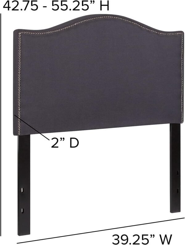 Flash Furniture Lexington Upholstered Twin Size Headboard with Accent Nail Trim in Dark Gray Fabric - Image 3