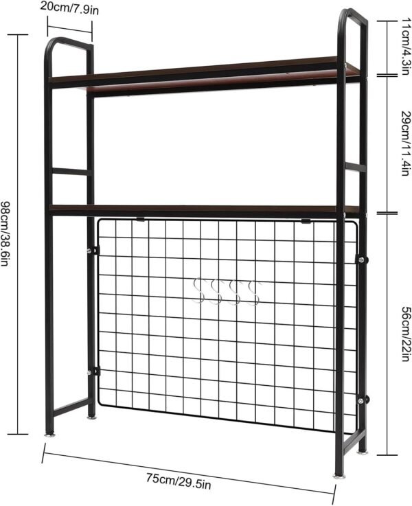 Computer Desktop Bookcase 2-Tier Multipurpose Countertop Hutch Display Shelf Adjustable Wood Rack Organizer for Home Dorm Office Supplies (Black) - Image 3