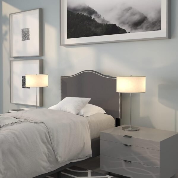 Flash Furniture Lexington Upholstered Twin Size Headboard with Accent Nail Trim in Dark Gray Fabric - Image 2