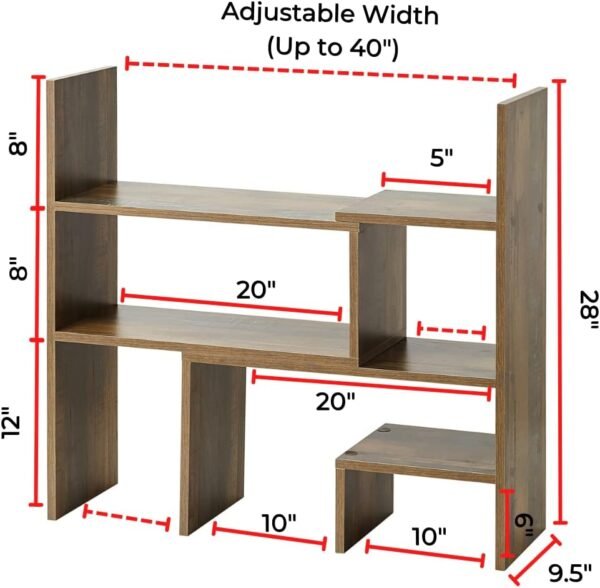 Yak About It Compact Adjustable Dorm Desk Bookshelf - Rustic - Image 3