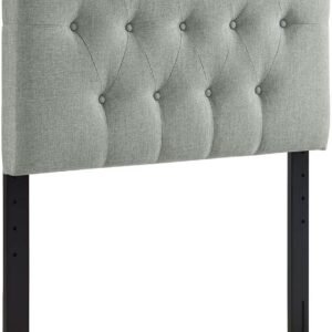 Modway MOD-5160 Annabel Tufted Button Linen Fabric Upholstered Twin Headboard in Gray