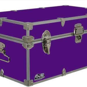 C&N Footlockers – Full-Size Happy Camper Trunk – #1 Summer Camp Trunk – Made in the USA – Steel Footlocker with Lid Stay – 32 x 18 x 13.5 Inches (Purple)