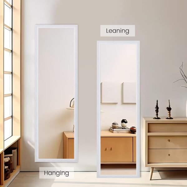 Beauty4U Full Length Mirror Wall Mirror Full Body Dressing Mirror Wall Mounted Hanging for Dorm Home, 50"x 14", White - Image 2