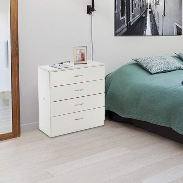 4 Drawer Dresser, White Night Stand Set 2 for Bedroom, Modern 4 Drawer Nightstand, Wood Bed Side Table/Night Stand with Drawers for Small Spaces, College Dorm, Living Room 13" D X 26" W X 29" H - Image 5