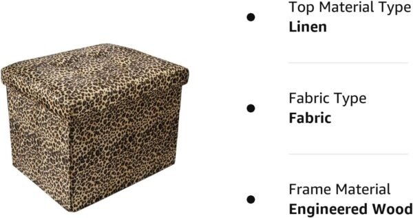 Storage Ottoman Bench Foldable Footrest Stool Seat for Bedroom and Living Room Small Bench Foot Stool Rectangle Cube Leopard L17W13H13IN… - Image 8