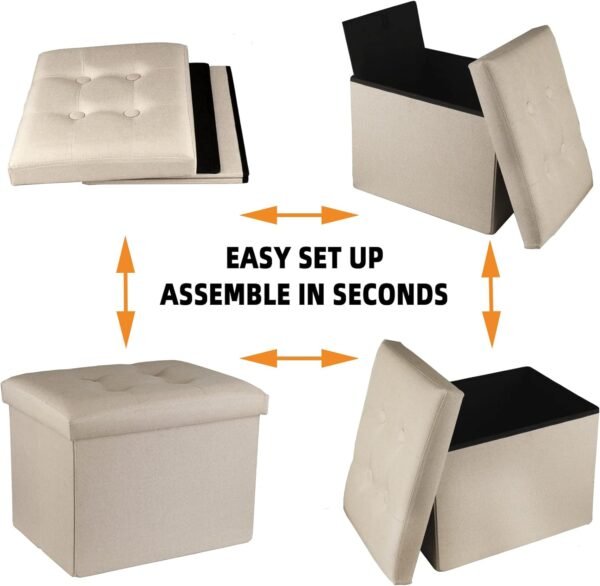 Ottoman Storage Ottoman Foot Rest Ottoman with Storage Ottomans Foot Stools Small Ottoman Beige L17W13H13INCH - Image 4