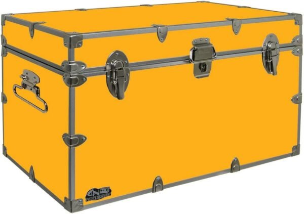 C&N Footlockers - XL Graduate Storage Trunk - Made in the USA - STEEL Footlocker for College Dorm Room & Summer Camp - 32 x 18 x 18.5 Inches (Gold)