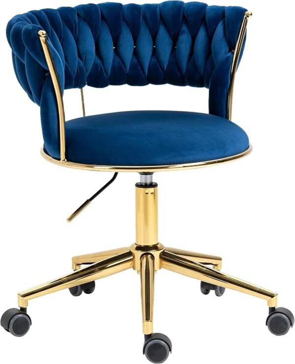 Swivel Chair with Golden Base,Modern Home Office Desk Chairs with Tufted Back Velvet Comfy Desk Chair Task Chair for College Dorm Living Room Bedroom,Vanity Chair with Wheels Modern Chair for Desk - Image 9