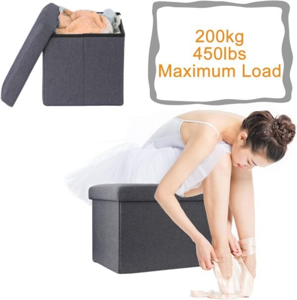 ALASDO Ottoman Storage Ottoman Footrest Stool Small Ottoman with Storage Foldable Ottoman Foot Rest Footstool Bench for Living Room 17x13x13inches Grey - Image 5
