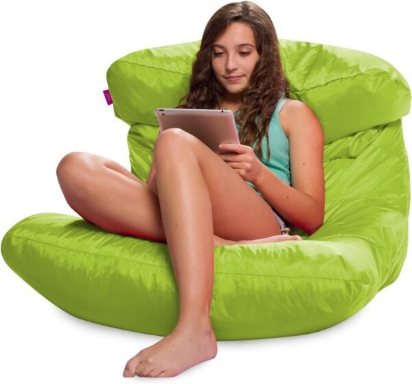 Posh Creations Structured Comfy Seat for Bedrooms and Dorm Rooms, Large Bean Bag Chair, Laguna Lounger, Lime - Image 5
