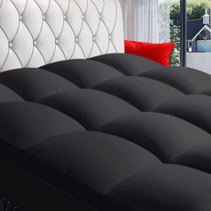 COONP Twin XL Mattress Topper, Extra Thick Mattress Pad Cover, Cooling Pillowtop with 8-21 Inch Deep Pocket 3D Snow Down Alternative Fill(Black, Twin XL)