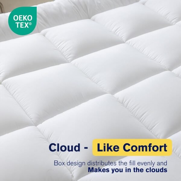Ultimate Comfort and Cooling: 100% Cotton 2" Thick Twin XL Mattress Topper - Luxurious Softness, Good for Back Pain, Revolutionary Cooling Technology, No-Slip Design, Ideal for Deep Sleep Mattress Pad - Image 3