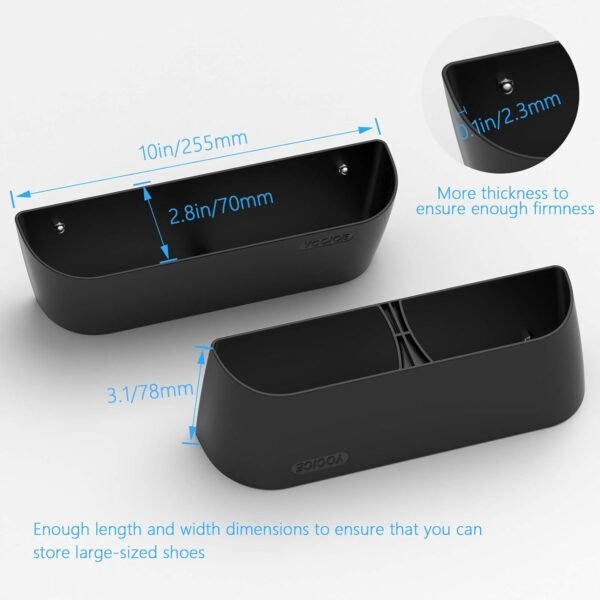 Wall Mounted Shoes Rack 4Pack with Sticky Hanging Strips, Plastic Shoes Holder Storage Organizer,Door Shoe Hangers (SM03-Black-4) - Image 3
