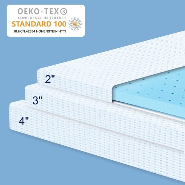 subrtex 3 Inch Gel-Infused Memory Foam Mattress Topper High Density Cooling Bed Tooper Pad Removable Fitted Cover Ventilated Design (Full) - Image 3