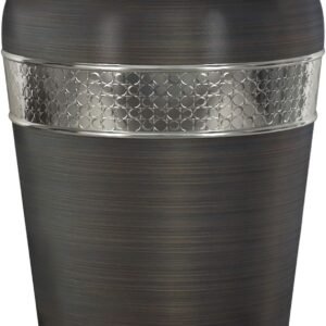 nu steel Oil Rubbed Bronze FM8H Flannel Mod Collection Wastebasket, Round Vintage Trash Can for Bathroom, Bedroom, Dorm, College, Office, 9.4″ x 9.4″ x 9.8″,Metal Finish