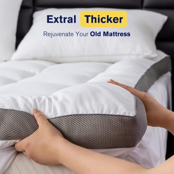 Ultimate Comfort and Cooling: 100% Cotton 2" Thick Twin XL Mattress Topper - Luxurious Softness, Good for Back Pain, Revolutionary Cooling Technology, No-Slip Design, Ideal for Deep Sleep Mattress Pad - Image 6
