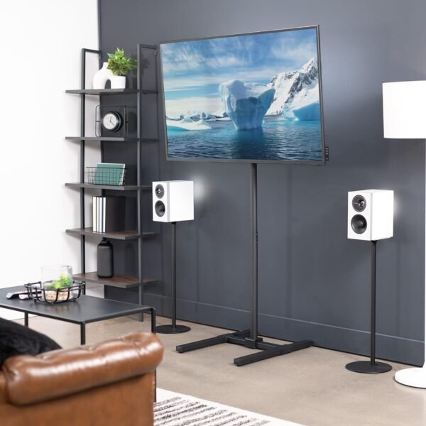 VIVO Extra Tall TV Floor Stand for 13 to 65 inch Screens up to 44 lbs, LCD LED OLED 4K Smart Flat, Curved Monitor Panels, Max VESA 400x400, Tall Pole for Treadmills and Ellipticals, Black, STAND-TV18 - Image 9