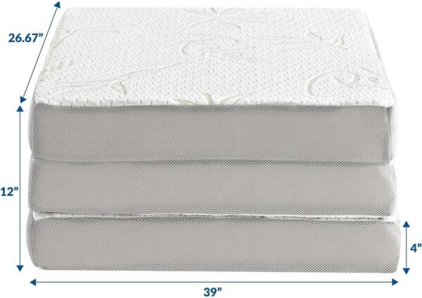 Modway 4” Relax Twin XL Tri-Fold Mattress Topper CertiPUR-US Certified w/ Removable Cover (39"x80”) - Image 3