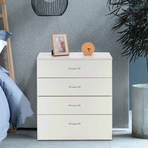 4 Drawer Dresser, White Night Stand Set 2 for Bedroom, Modern 4 Drawer Nightstand, Wood Bed Side Table/Night Stand with Drawers for Small Spaces, College Dorm, Living Room 13" D X 26" W X 29" H - Image 2