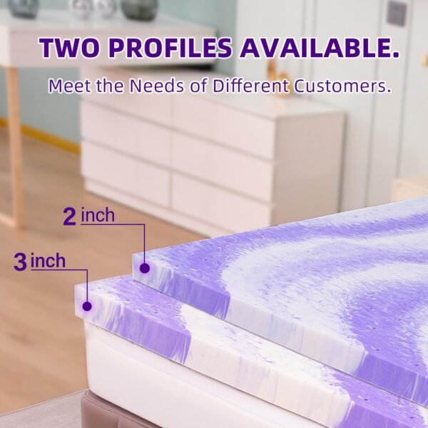 BedsPick 2 Inch Memory Foam Mattress Topper Twin XL, Gel Infused Swirl Soft Foam, College Dorm Extra Long XL Mattress Toppers Single Bed Toppers - Image 8