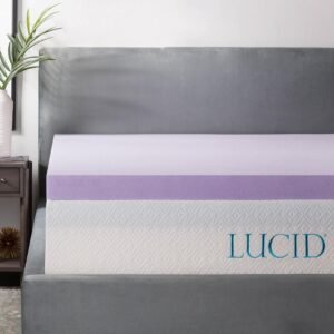 LUCID Lavender Infused Memory Foam Mattress Topper, Twin XL, 3 Inch, Ventilated Design – Lavender Topper