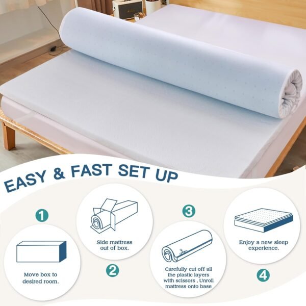 3 Inch Memory Foam Mattress Topper,Cooling Gel Infused High Density Twin XL(39"x80") Topper with Removable Skin-friendly Cover,Bed Topper for Pressure Relief Back Pain, CertiPUR-US Certified - Image 9