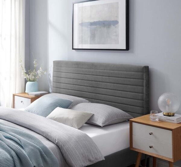 Modway Tranquil Upholstered Wood & Fabric Twin Headboard in Gray - Image 2