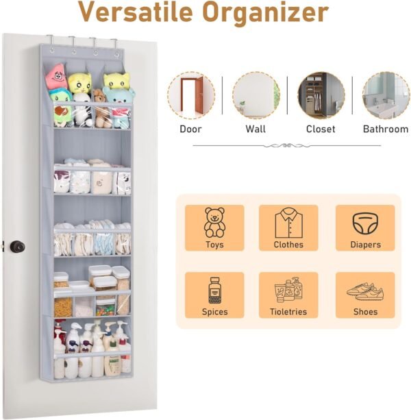 MISSLO 20 Pairs Over The Door Shoe Organizer for Closet Narrow Hanging Shoe Rack for Door Hanger Deep Pocket Door Shoe Holder Storage for Boots, Size 13 Sneakers, Grey - Image 7